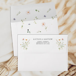 Wildflower Floral Garden Colourful Wedding Envelope