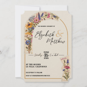 WildFlower Floral Garden Vintage Wedding Invitation