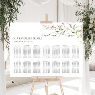 Wildflower Floral Garden Wedding 14 Table Seating Poster
