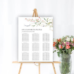 Wildflower Floral Garden Wedding 9 Table Seating Poster