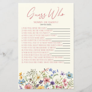 Wildflower Floral Guess Who Baby Shower Game