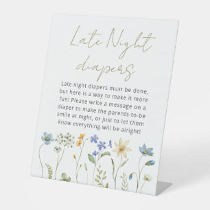 Wildflower Floral Late Night Diapers Pedestal Sign