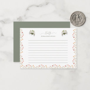 Wildflower Floral Lined Notecard Design