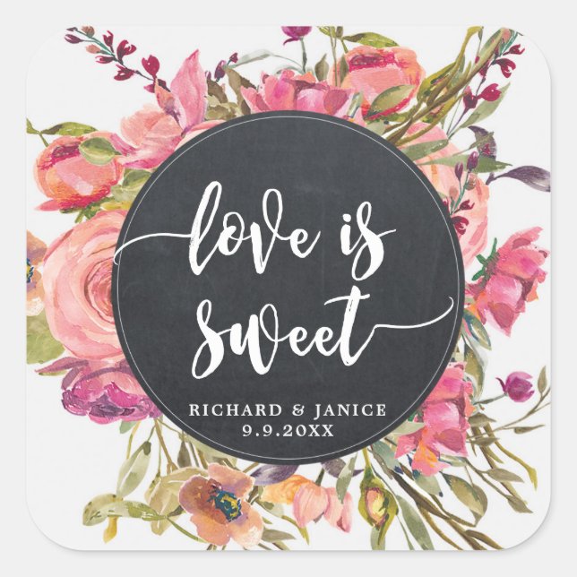 wildflower floral love is sweet sticker wedding (Front)