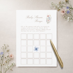 Wildflower Floral Meadow Baby Shower Bingo Card