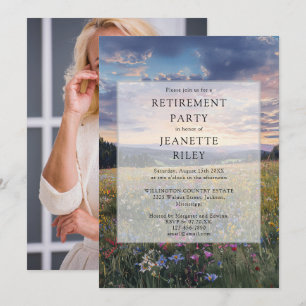 Wildflower Floral Meadow Retirement Party Photo Invitation