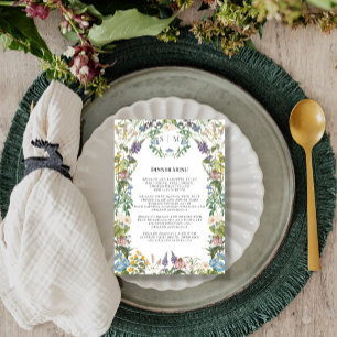 Wildflower Floral Meadow Spring Wedding Menu Invitation