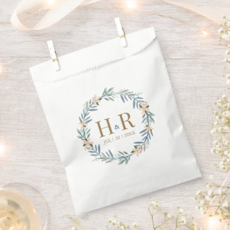 Wildflower Floral Monogram Wedding Favour Gift Bag