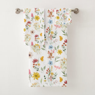 Wildflower Floral Pattern Bath Towel Set