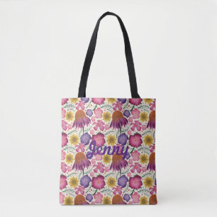 Wildflower Floral Pattern Personalised Tote Bag