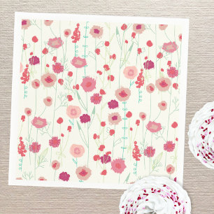 Wildflower Floral Pattern Pink Yellow Cream Napkin