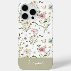 Wildflower Floral Personalised Name iPhone 15 Pro Max Case