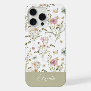 Wildflower Floral Personalised Name iPhone 15 Pro Max Case