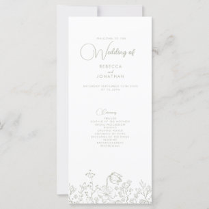 Wildflower Floral Sage Green Wedding Program