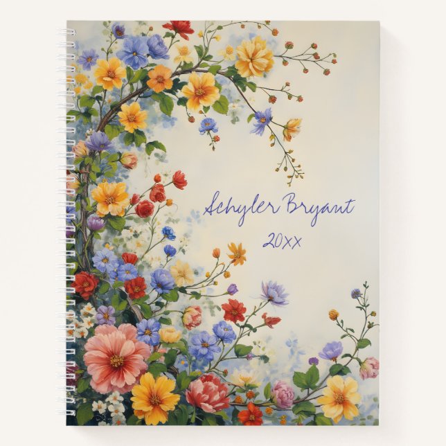 Wildflower Floral Spiral-bound Journal Notebook (Front)