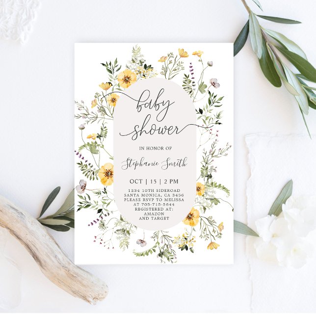 Wildflower floral Spring Baby Shower girl Invitation (Creator Uploaded)