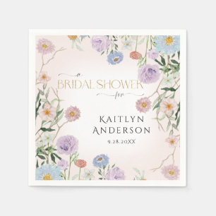 Wildflower Floral Spring Blush Pink Bridal Shower Napkin