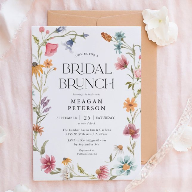 Wildflower Floral Spring Bridal Brunch Invitations (Creator Uploaded)