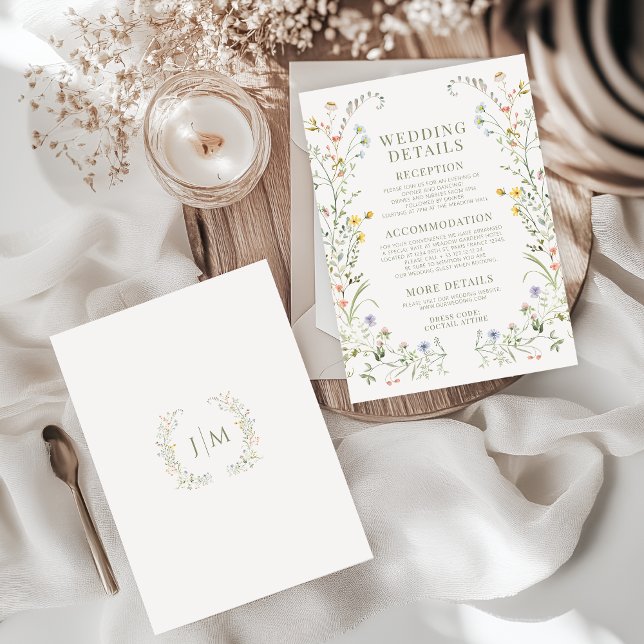 Wildflower Floral Spring Wedding Details Cards (Creator Uploaded)