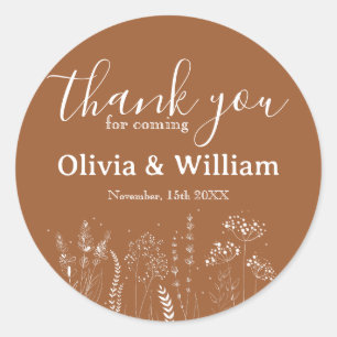 Wildflower Floral Thank You Classic Round Sticker