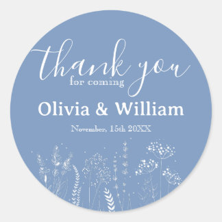 Wildflower Floral Thank You Classic Round Sticker