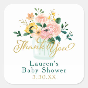 Wildflower Floral Thank You Sticker