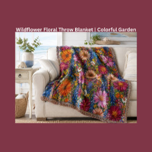Wildflower Floral Throw Blanket Colourful Garden