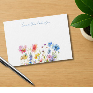 Wildflower Floral  Watercolor Personalized  Card