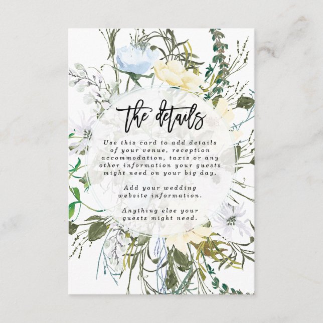 wildflower floral wedding details information enclosure card (Front)