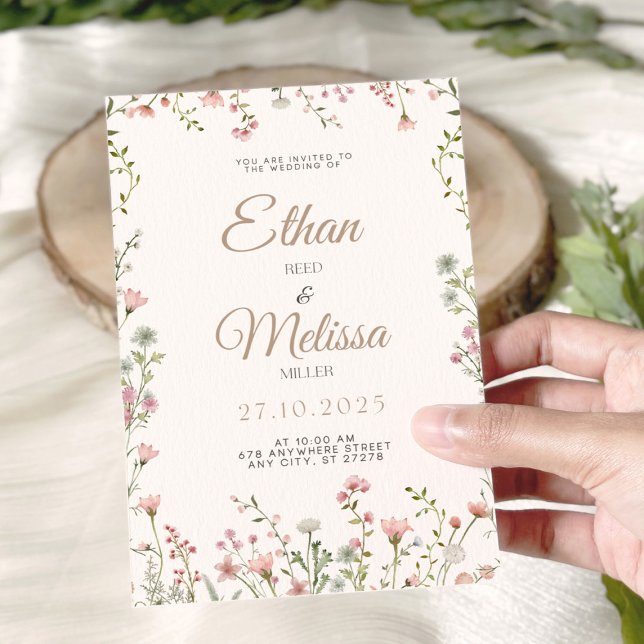 Wildflower Floral Wedding Invitation  (Editable Wedding Invitation Template-Wildflower Design)