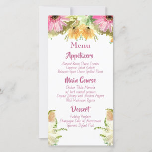 Wildflower Floral Wedding Menus