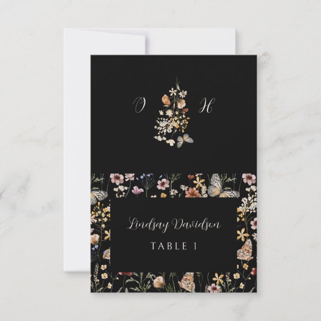Wildflower Floral Wedding Place Card (Front)