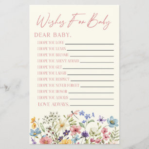 Wildflower Floral Wishes For Baby Shower Game