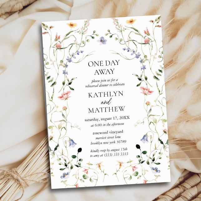 Wildflower Floral Wreath Garden One Day Away Invitation (Creator Uploaded)