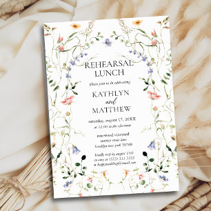 Wildflower Floral Wreath Garden Rehearsal Lunch Invitation