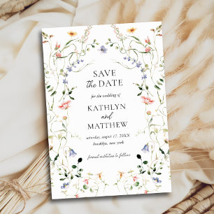Wildflower Floral Wreath Garden Watercolor Wedding Save The Date