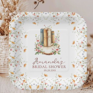 Wildflower Florals Storybooks Bridal Shower Party  Paper Plate