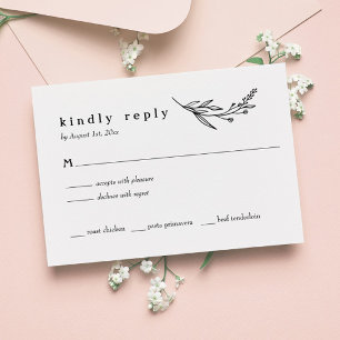 Wildflower Folk Rustic Wedding RSVP Card