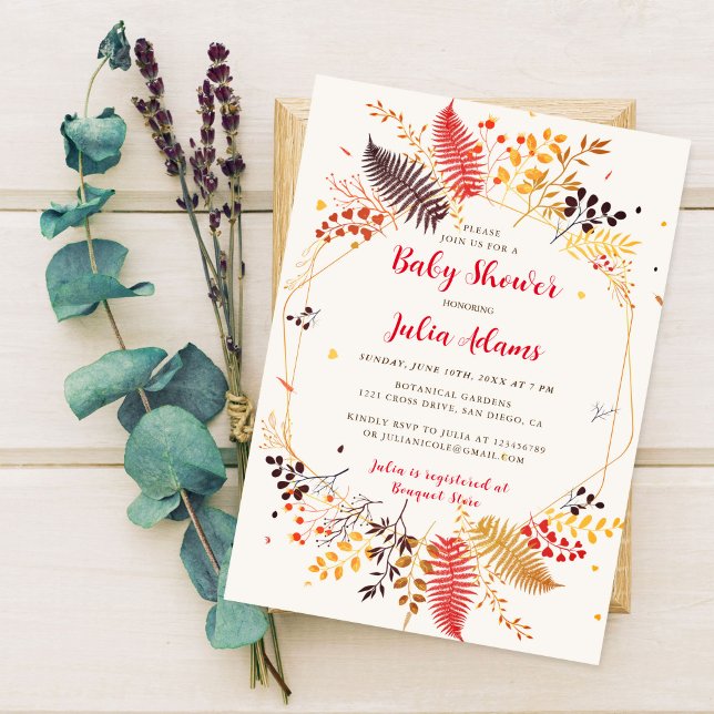 Wildflower Forest Mushroom Foliage Baby Shower Invitation (Creator Uploaded)