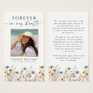 Wildflower Forever In Our Hearts Photo Prayer Card
