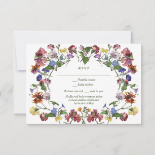 Wildflower Frame Rustic Boho Wedding RSVP Card