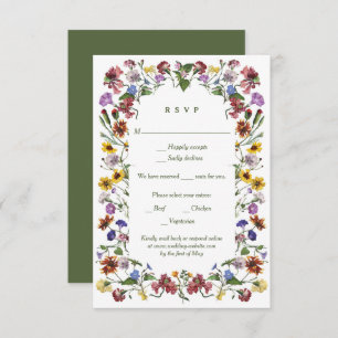 Wildflower Frame Rustic Boho Wedding RSVP Card