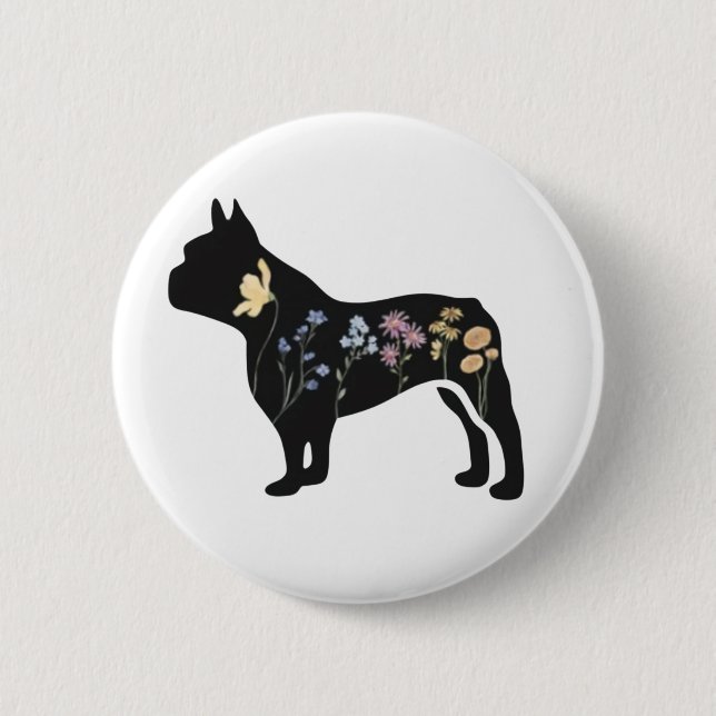 Wildflower French Bulldog 6 Cm Round Badge (Front)