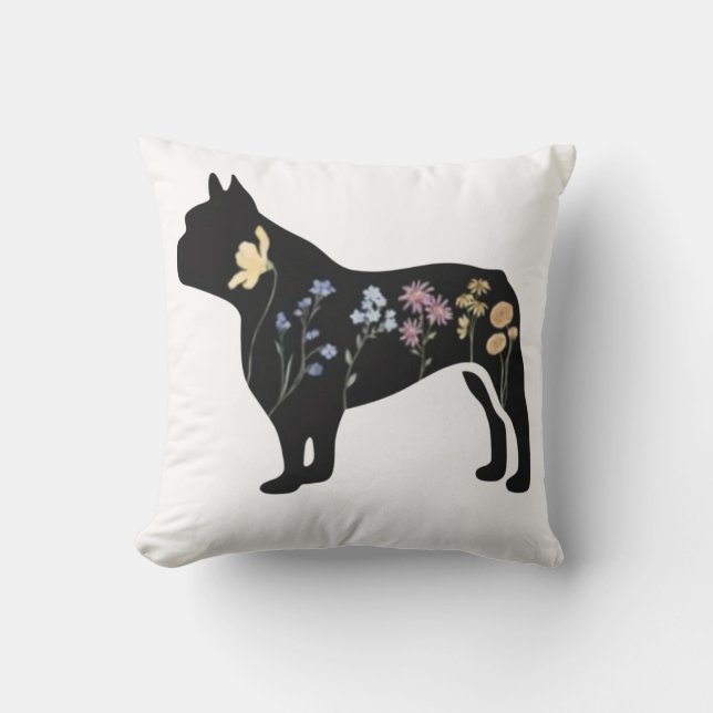 Wildflower French Bulldog Cushion (Front)