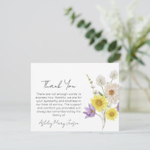 Wildflower Funeral Thank You Card Bereavement