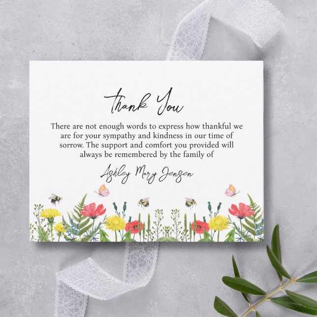 Wildflower Funeral Thank You Note Card Bereavement (Creator Uploaded)