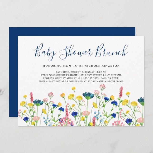 Wildflower Garden Baby Shower Brunch Invitation (Front/Back)