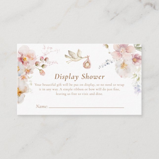 Wildflower Garden Baby Shower Display Shower Enclosure Card (Front)