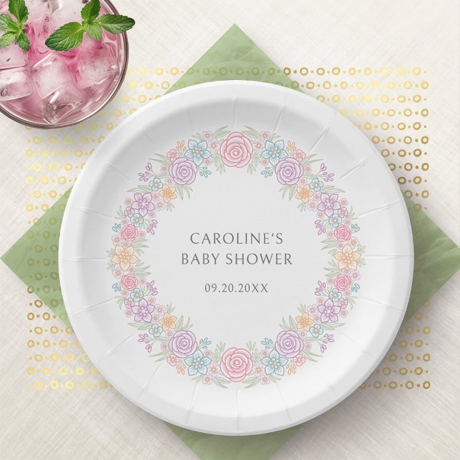Wildflower Garden Baby Shower Paper Plate (Creator Uploaded)