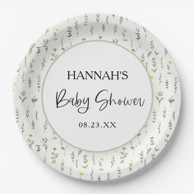 Wildflower Garden Baby Shower Paper Plates (Front)
